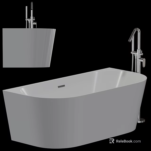Modern Freestanding Bathtub Design With Sleek Chrome Faucet And Contemporary Style 3d model 