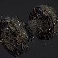 Futuristic Sci Fi Space Station With Mechanical Structure Orbiting Stars 3d model