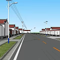 Well Designed Road Facilities With Street Lights Trees Flower Beds And Cars
