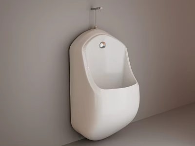 White Ceramic Wall Mounted Urinal In Modern Bathroom With Sleek Design 3d model