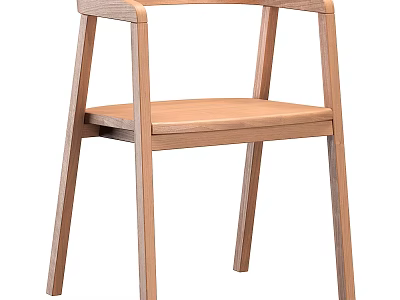 Modern Wooden Single Chair With Armrests For Home Living Room Furniture 3d model