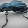 Blue Flying Beetle 3D Model With Metallic Legs And Long Antennae 3d model
