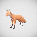 Low Poly Fox Game Character 3D Model With Orange White And Black Fur Stylized Design 3d model