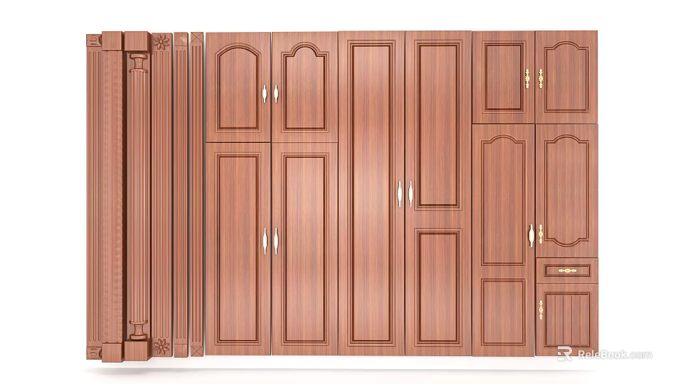 Wooden Cabinet Door Designs With Various Panel Styles And Metal Handles 3d model 