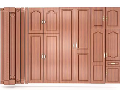 Wooden Cabinet Door Designs With Various Panel Styles And Metal Handles 3d model