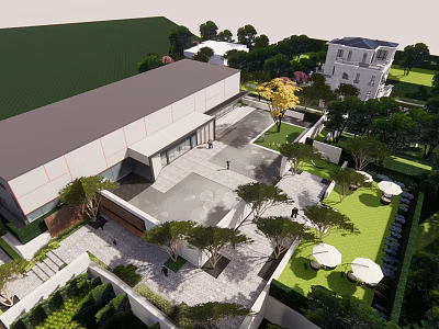 Modern Garden Landscape Design With Open Plaza Greenery Trees And Leisure Areas 3d model