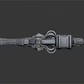 Futuristic Mechanical Sci Fi Weapon With Metal Barrel Gear Pipes And Red Accents