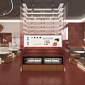 Modern Hotpot Restaurant Interior With Dining Area Seating And Display Cabinets