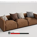 Modern three-seat sofa multiplayer sofa 3d model
