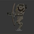 Mechanical Robot Character With Patterned Shield And Articulated Metal Armor