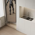 Modern Bathroom Washbasin Design With White Cabinets Countertop Faucet And Mirror