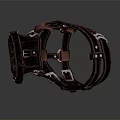 Detailed Dark Leather Frame With Metal Buckles Straps And Vintage Construction Design