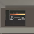 Modern Sideboard with Dark Gray and Light Wood Design LED Light Coffee Machine and Cups