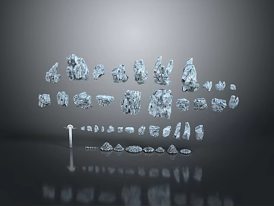 Assorted Wood and Stone Craft Components in Various Shapes and Sizes 3d model