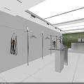 Modern Clothing Store Interior With White Walls Clothing Racks And Fitting Room