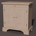 Simple Light Oak Entryway Cabinet Sideboard With Double Doors And Flat Top 3d model