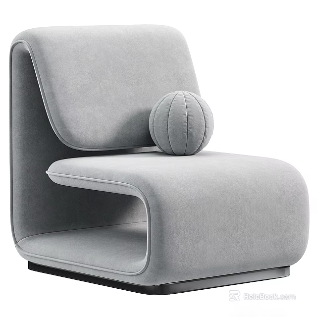 Light Gray Modern Single Seater Sofa With Sleek Design And Small Round Cushion 3d model 