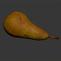 Fresh Ripe Orange And Yellow Pear With Speckled Skin On Dark Background