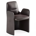 Two Dark Brown Leather Dining Chairs With Modern Sleek Armrest Design 3d model