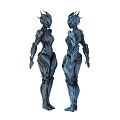 Futuristic Game And Movie Sci Fi Female Characters With Mechanical Armor And Glowing Accents
