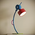 Modern Table Lamp With Blue Arm Red Lampshade And Pink Accent Design