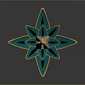 Decorative Flower Plant with Teal Petals and Yellow Edges and Central Cone Shaped Structure
