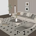 Modern Cream Style Sofa Coffee Table Combination Multi-person Sofa Coffee Table Fruit Plate Sofa Single-person Sofa Casual Chair Sofa Single-person Sofa 3d model