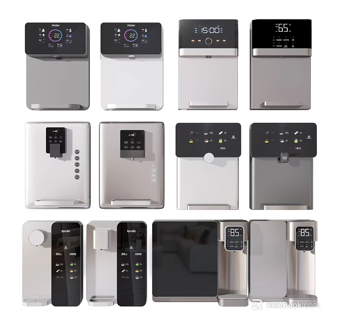 Modern Water Dispensers for Home with Different Styles Sleek Design and Digital Displays 3d model 