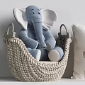 Plush Stuffed Toys Arranged On Shelves With Art And Baskets