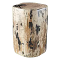 Distressed Wooden Side Table With Cream Black Brown Cracked Texture Design