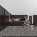 Modern Open Concept Dining Room Living Area With Pendant Lights Dining Table Chairs And Cabinets