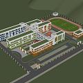 school teaching building dormitory building gymnasium playground middle school Senior high school junior high school 3d model