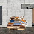 Stylish Floor Lamp In Modern Gallery Space With Art Paintings And Decorative Rug