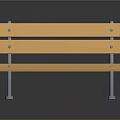 Wooden Bench With Metal Legs And Backrest Panels Fixed With Screws