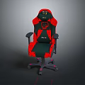 Ergonomic Gaming Chair with Black Red Patterned Design Armrests and Wheeled Base