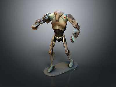 Robotic Game Movie Character With Metallic Body Mechanical Limbs And Red Eye 3d model