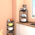 Bathroom Cabinet Rack With Multi Tier Storage For Kitchen Utensils And Jars