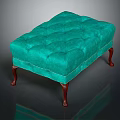 Elegant Teal Tufted Ottoman Furniture With Soft Upholstered Surface And Sturdy Wooden Legs
