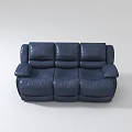 Dark Blue Leather Multi Seat Sofa With Modern Comfortable Seating Design 3d model
