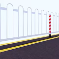 White Curved Top Roadside Fence With Red White Arrow Warning Post