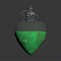 Heart Shaped Transparent Container With Green Liquid And Silver Chain Lid