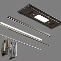 Modern Ceiling Mounted Clothes Hanger With LED Lights And Hanging Garments 3d model