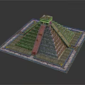 Ancient Stone Pyramid Architecture With Tiered Steps And Temple On Top 3d model
