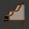 Elegant Wooden Accent Chair With Curved Armrests And Light Upholstered Seat