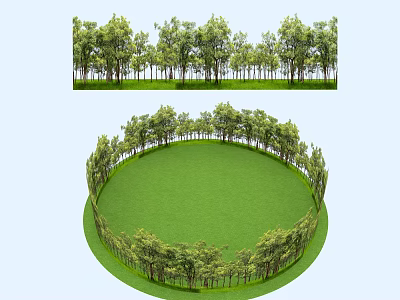 Outdoor Green Plant Wall With Circular Grass Area And Natural Landscape Design 3d model