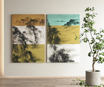 New Chinese Landscape Painting Decorative Painting 3d model