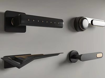 Sleek Black Door Handles With Modern Design Varied Styles And Metal Accents 3d model