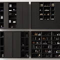 Modern Black Bookcase Design With Open Closed Compartments And Books Decorative Items