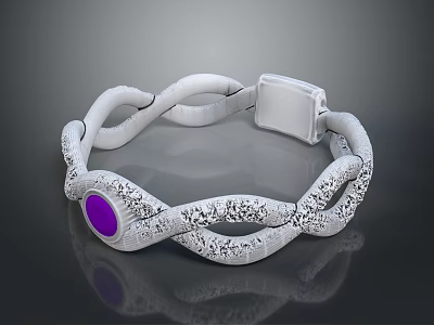 Elegant Silver Bracelet with Braided Design Purple Gem and Sparkling Diamonds 3d model