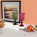 Goblet glass cup flower tea cup dessert cup 3d model